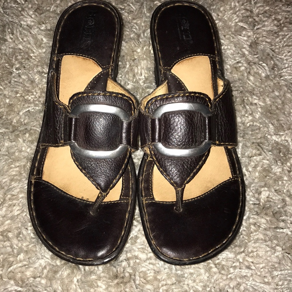 Brown open toe wedge Sandler’s size 7
